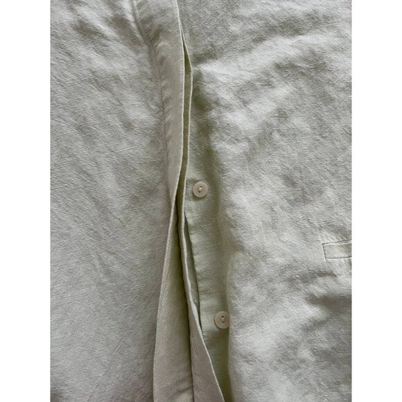 Eileen Fisher linen button down USA made top yellow shirt Medium A001469 - Picture 4 of 10